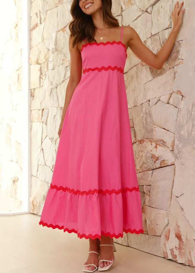 Rose Zippered Cotton Spaghetti Strap Dress Sleeveless