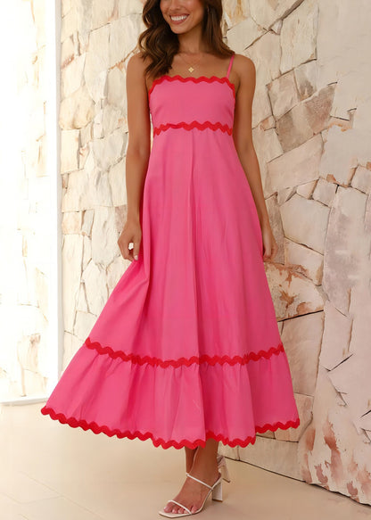 Rose Zippered Cotton Spaghetti Strap Dress Sleeveless
