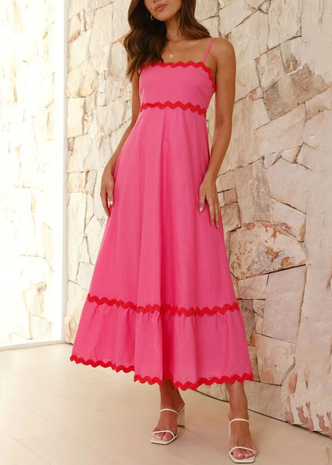 Rose Zippered Cotton Spaghetti Strap Dress Sleeveless