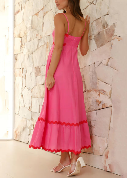 Rose Zippered Cotton Spaghetti Strap Dress Sleeveless