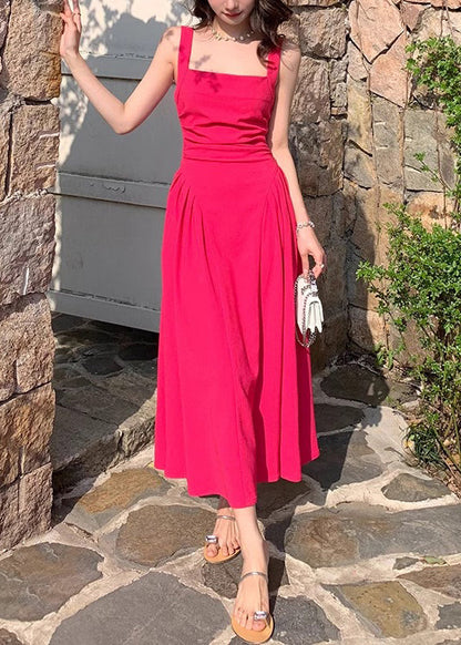 Rose Square Collar Cotton Dress Sleeveless