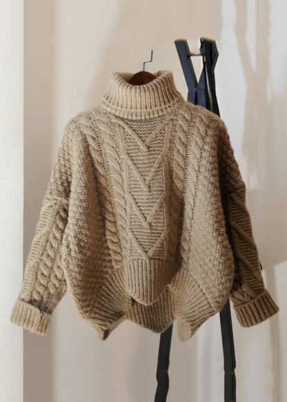 Skin Red Turtleneck Low High Design Knit Sweater Spring