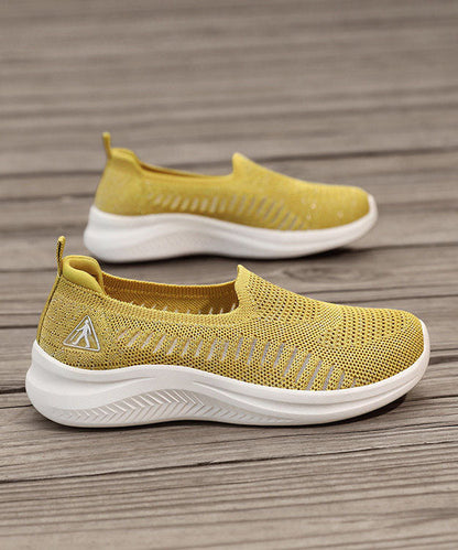 Soft Comfy Flat Shoes Yellow Breathable Mesh