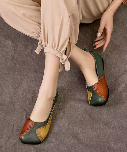 Splicing Flat Shoes for Colorblock Sheepskin