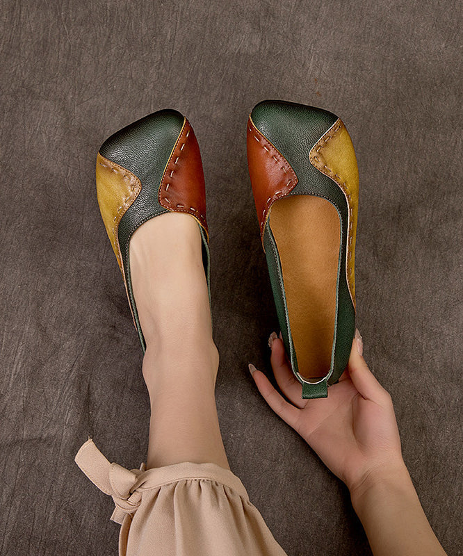 Splicing Flat Shoes for Colorblock Sheepskin