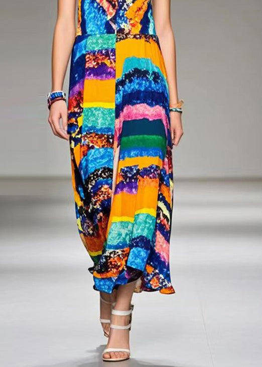 V Neck Print Chiffon Cami Dress Summer