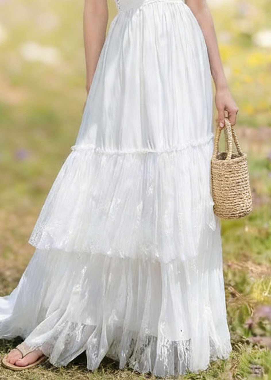 White Backless Patchwork Lace Spaghetti Strap Summer
