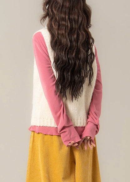 White O Neck Knit Vest Sleeveless