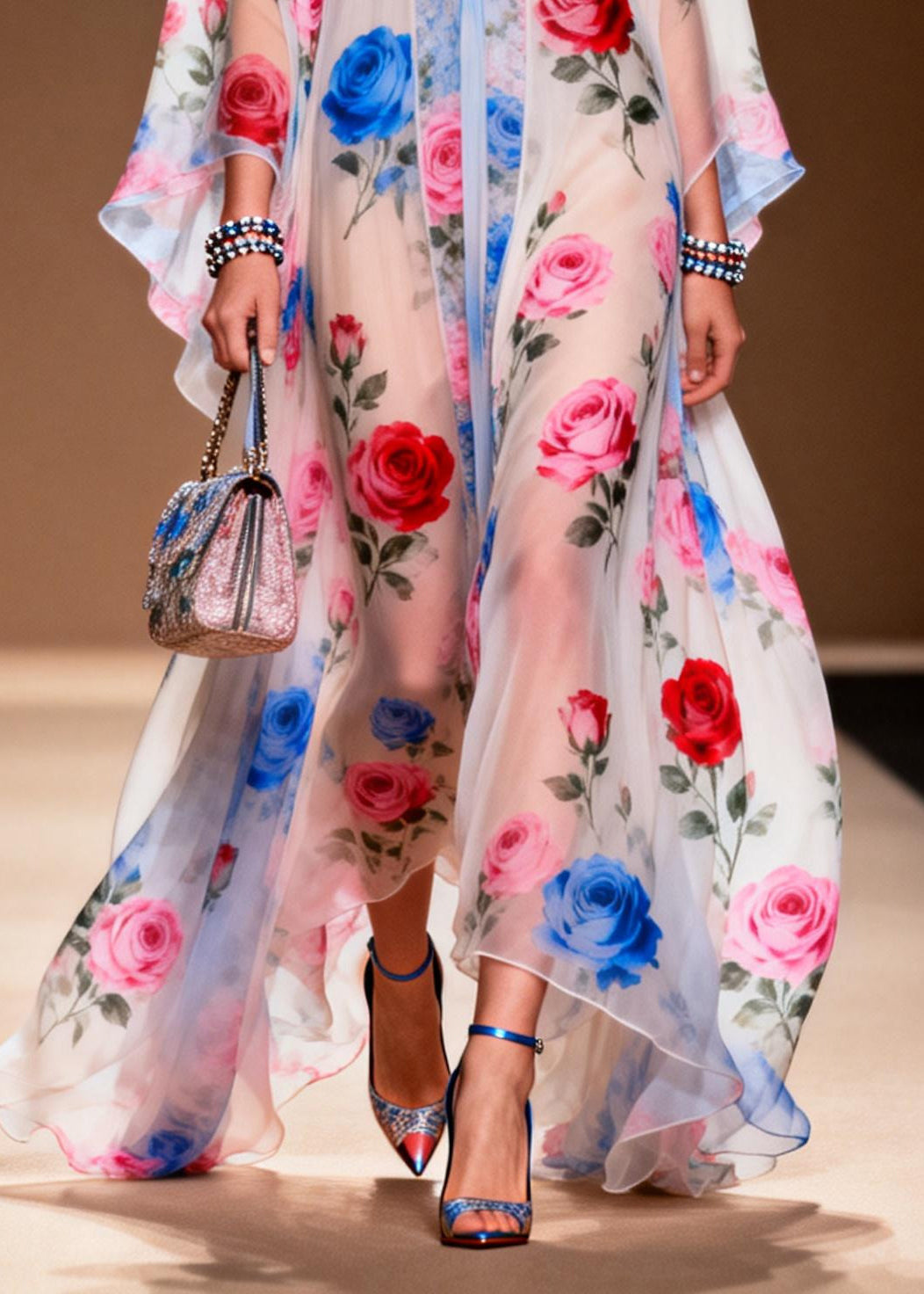 White Oversized Print Chiffon Vacation Dresses Summer