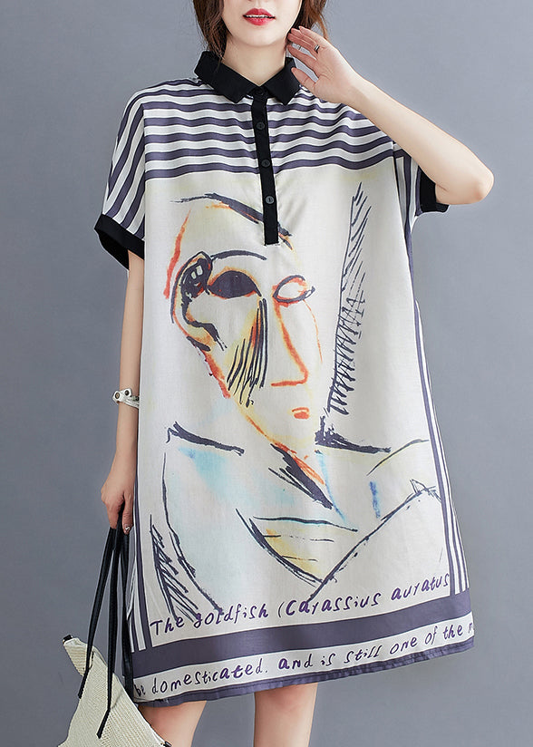 White Oversized Print Cotton Maxi Dress Summer