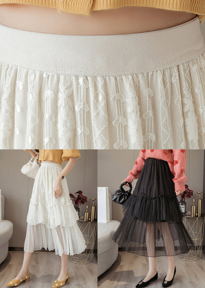 White Ruffled High Waist Chiffon Skirt Summer