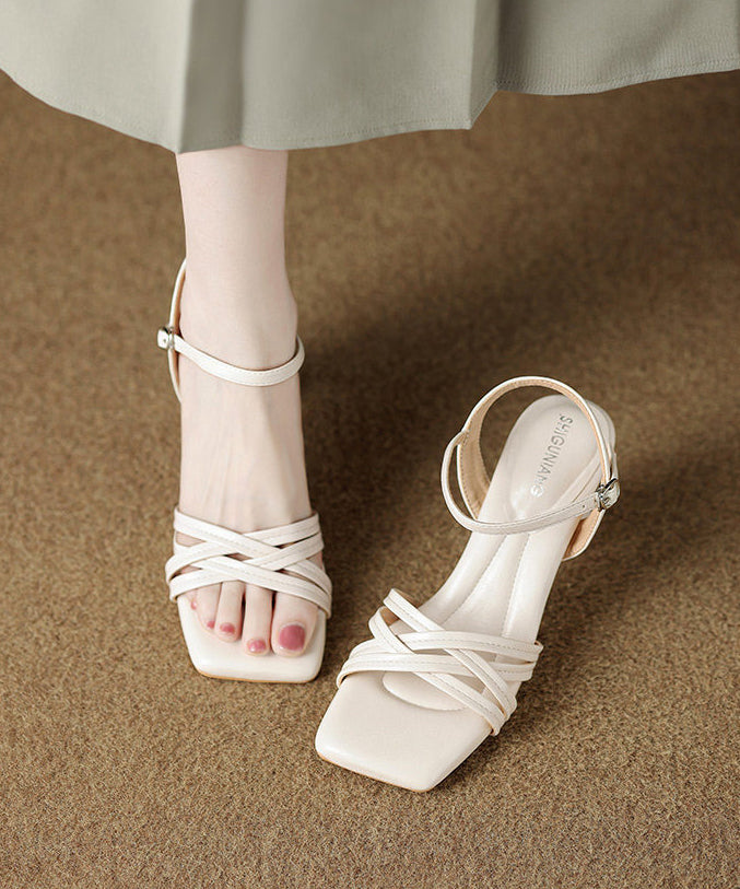 White Sandals Chunky High Heel Sandals