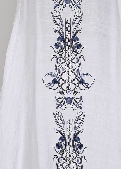 White V Neck Print Chiffon Vacation Dresses Summer