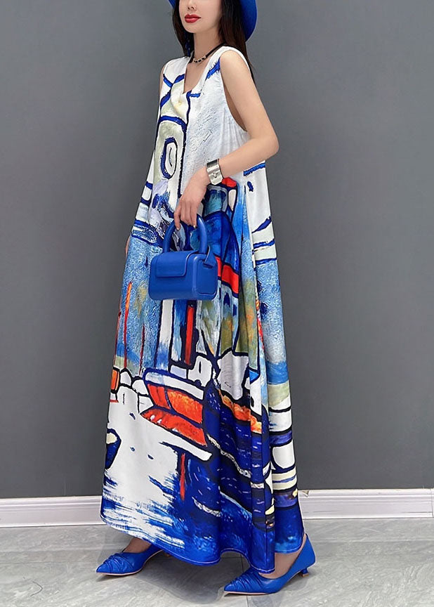 White V Neck Tie Dye Chiffon Beach Dresses Summer