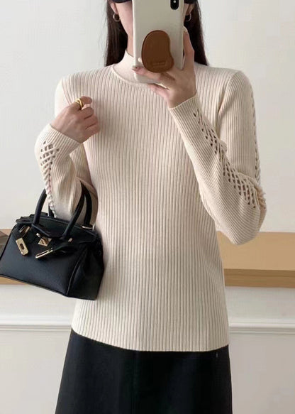 Yellow Hollow Out Knit Sweater Fall