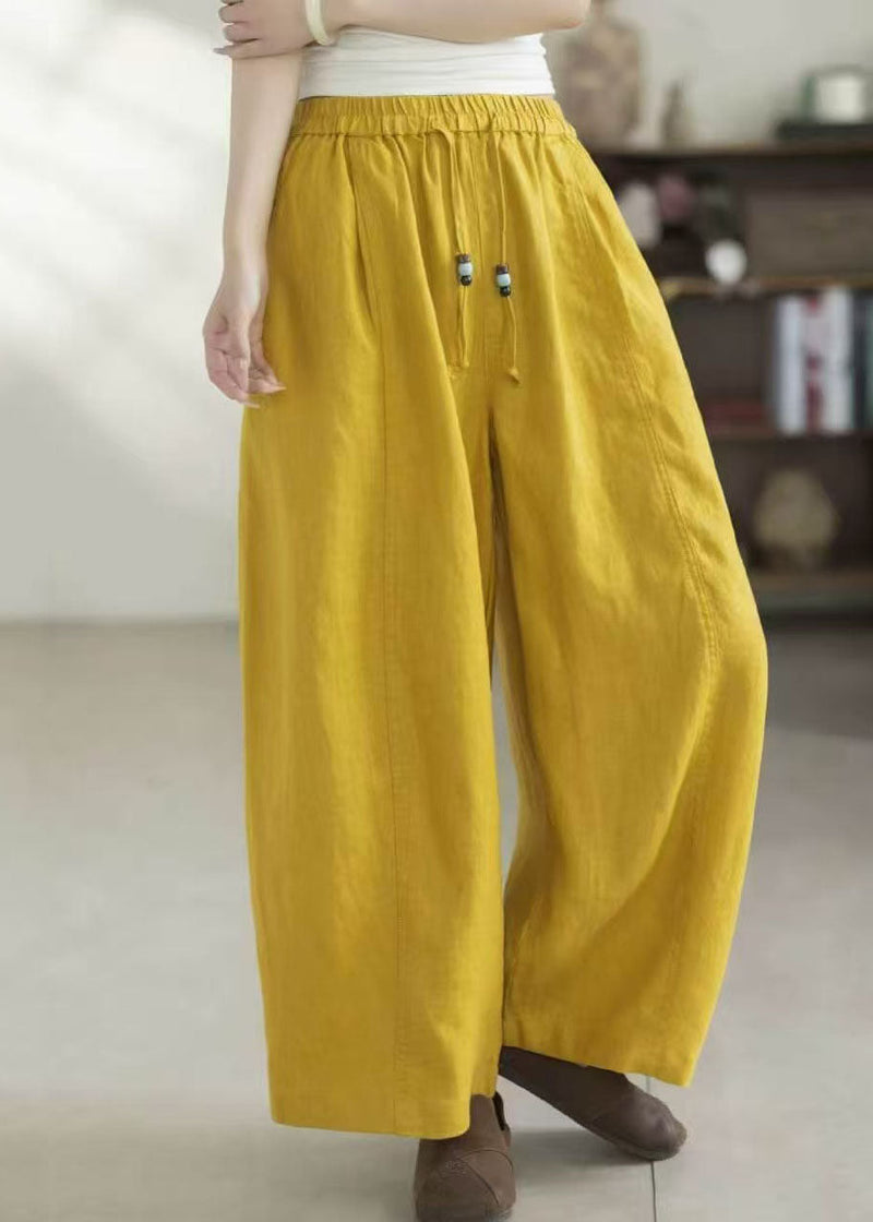 Yellow Oversized Linen Harem Pants Summer