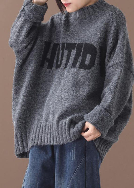 Alphabet Gray Sweaters Fall O Neck Clothes for