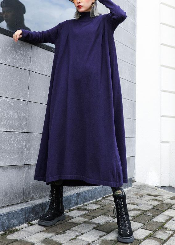 Loose Hem Sweater Dress Outfit Blue Fuzzy Knit Top Fall