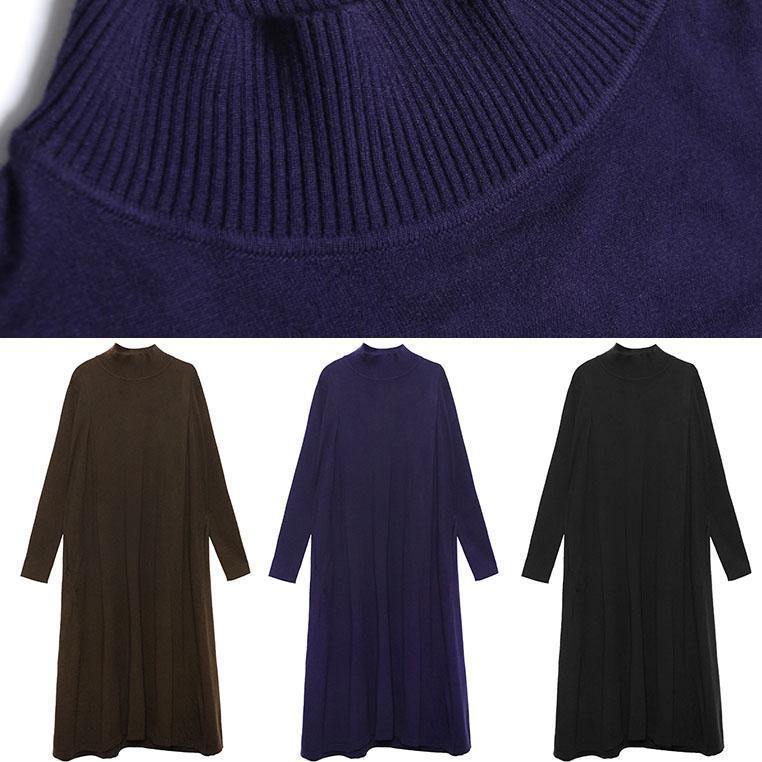 Loose Hem Sweater Dress Outfit Blue Fuzzy Knit Top Fall