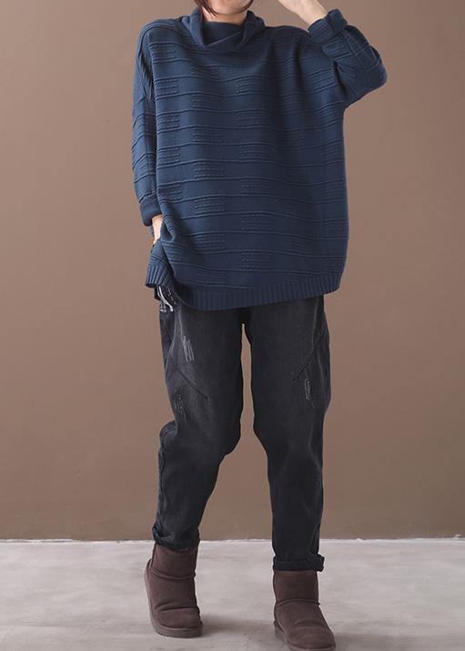 Navy Clothes for High Neck Thick Clothing Knit Sweat Tops