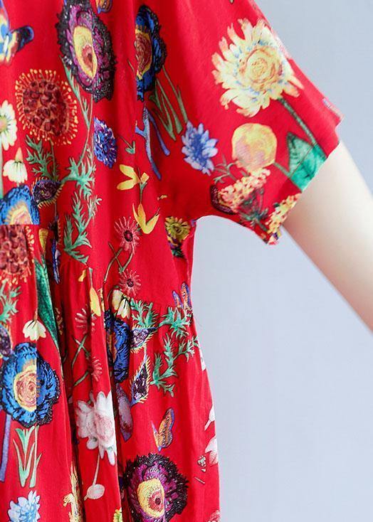 O Neck Cinched Cotton Linen Summer Outfit Tutorials Black Print Dress