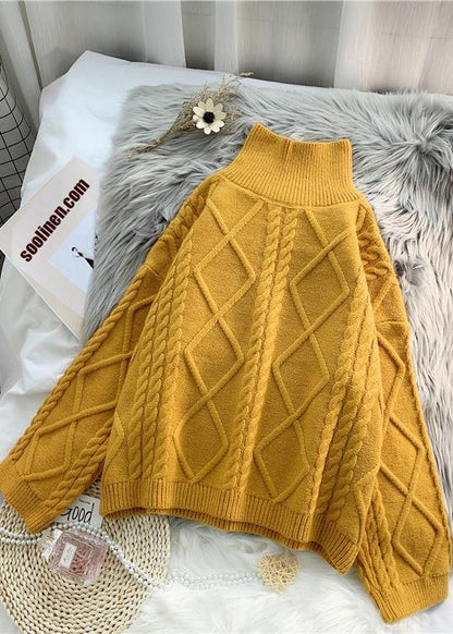 Yellow Crane Tops High Neck Thick Fall Knitwear