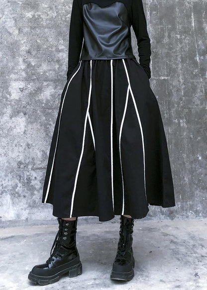 Retro Skirt High Waist Large Black Striped Skirt New