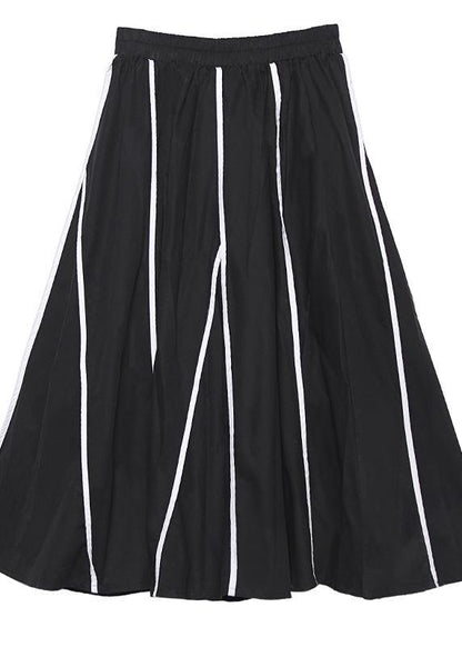 Retro Skirt High Waist Large Black Striped Skirt New