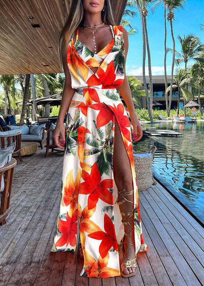 Blue Tank Top Sleeveless Backless Dress Two Piece Suit