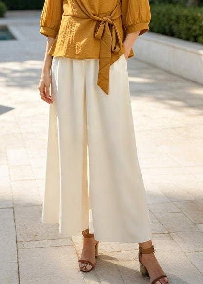 Yellow Cotton Two Pieces Set Oversized Tie Waist Half Sleeve