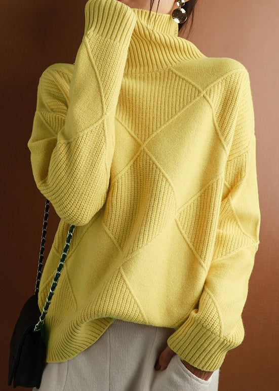 Yellow Cozy Woolen Sweater Turtleneck Spring