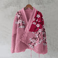 Comstylish Vintage Japanese Sakura Art Plush Kimono Cardigan