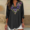 Comstylish Women's Purple Floral Art Print Casual Loose Tunic