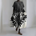 Vintage Dot Tribal Print Women's Linen Dress artswardrobe