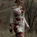 Women's Halloween Anatomical Bandage Rose Art Comfort Knit Mini Skirt artswardrobe