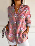 Women's Art Floral Hippie Print Long Sleeve Shirt