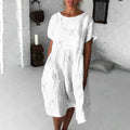 Comstylish Women'S Vintage Dragonfly Embroidery Art Casual Mini Dress