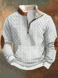 Men's Vintage Textured Knitted Zipper Neck Long Sleeve Sweatshirt elevenforest