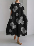 Comstylish Sea Waves Ripples Lino Pattern Linen Blend Maxi Dress