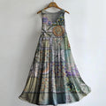 Women's Vintage Plaid Embellished Pattern Art Print Round Neck Sleevel