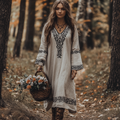Vintage Viking Celtic Cotton Linen Maxi Dress artswardrobe