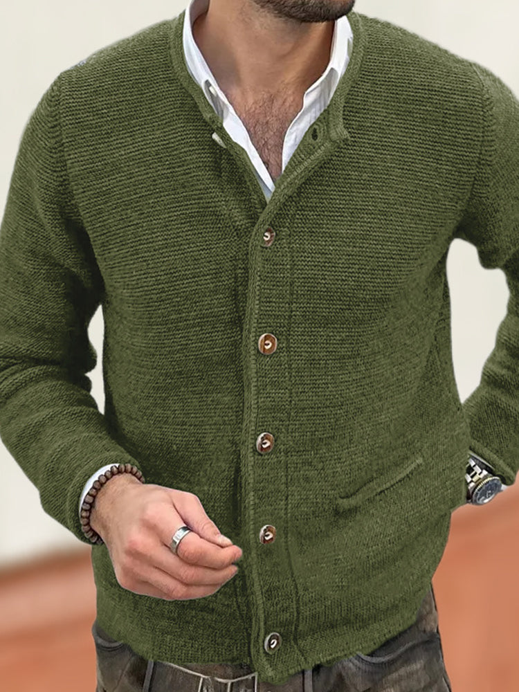 Men's Vintage Crew Neck Cozy Sweater Cardigan elevenforest