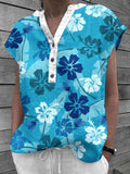 Women's Floral Art Casual Cotton Shirt Tops