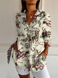Comstylish Retro Horse Cowboy Girl Graphic Print Casual Long Sleeve Shirt