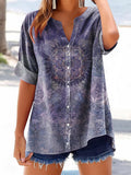 Women's Retro Ethnic Style Tattoo Pattern Art Print Casual Cotton Line