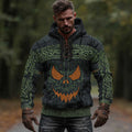 Men's Vintage Viking Halloween Ghost Face Embroidered Hoodie elevenforest