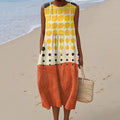 Women's Retro  Abstract Geometric Cotton And Linen Sleeveless Dress artswardrobe