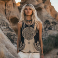 Women's Viking Tribal  Ethnic Art Linen  Sleeveless Top artswardrobe
