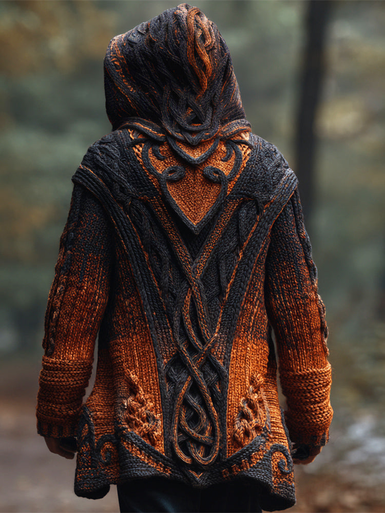 Viking Celtic Knot Art Men's Hooded Sweater Cardigan elevenforest