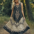 Womens Viking Celtic Knot Rune Art Linen Dress artswardrobe